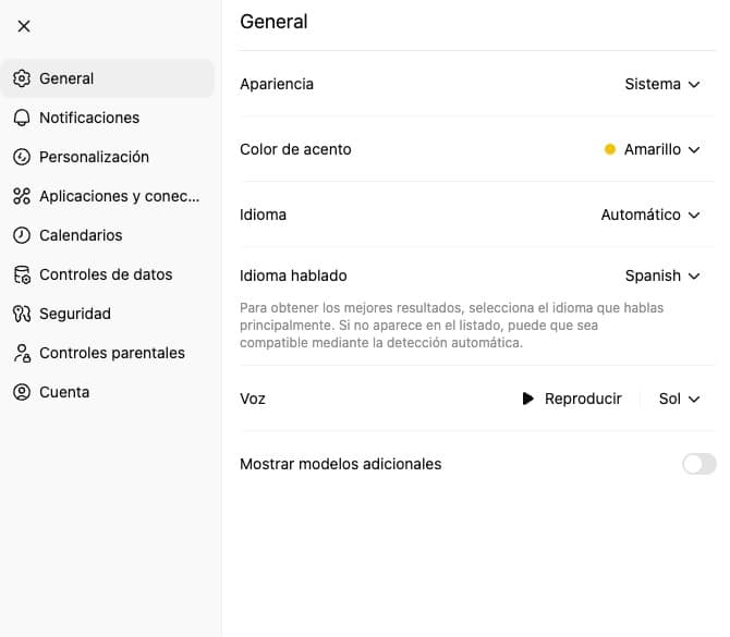 Configuración de ChatGPT